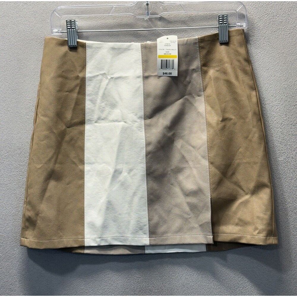 Le Lis Collection Colorblock Faux Leather 3 Tone Casual Mini Skirt Women's M NWT